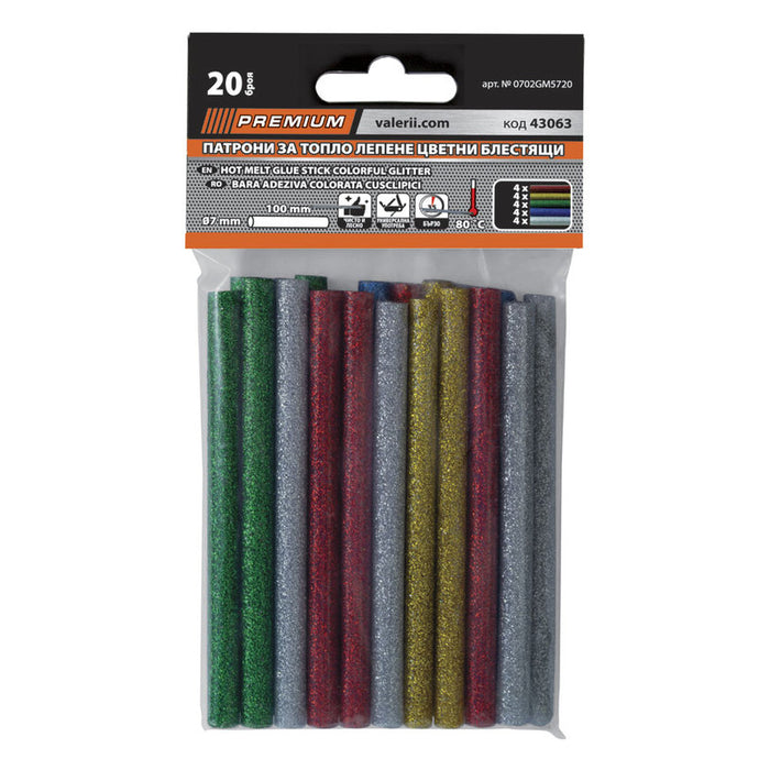 HOT GLUING CARTRIDGES 20 PCS GLOSSY F 7 X 100 MM PREMIUM
