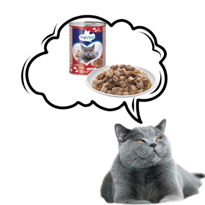 PREVITAL Cat Food with beef and liver in sauce - wet cat food - 415 g