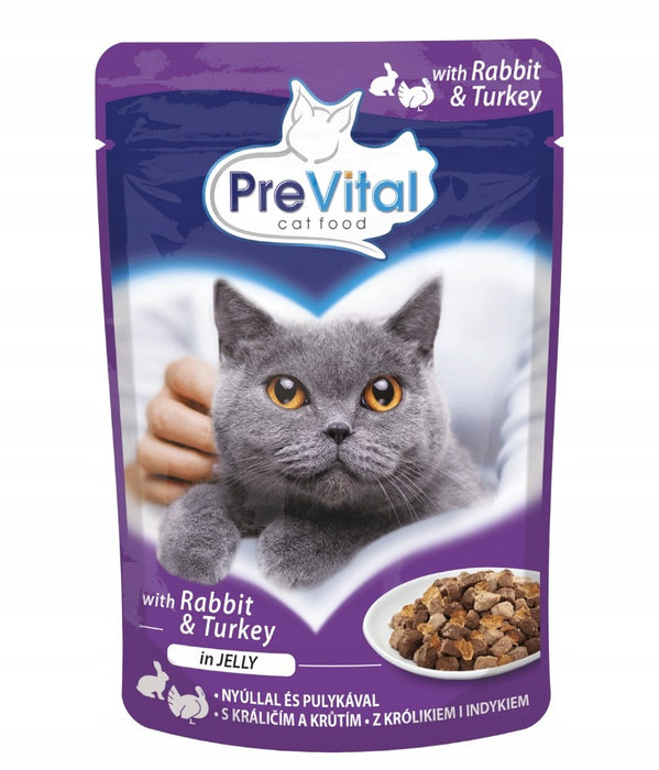 PREVITAL Turkey and rabbit in jelly - wet cat food - 100g