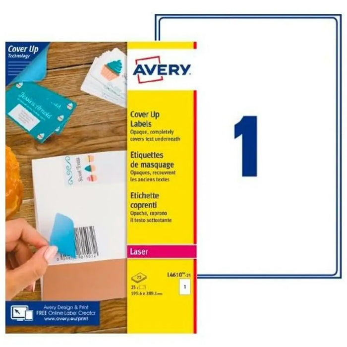 Printer Labels Avery L4610 White 25 Sheets 199,6 x 289,1 mm (5 Units) - Електроника Периферни и резервни