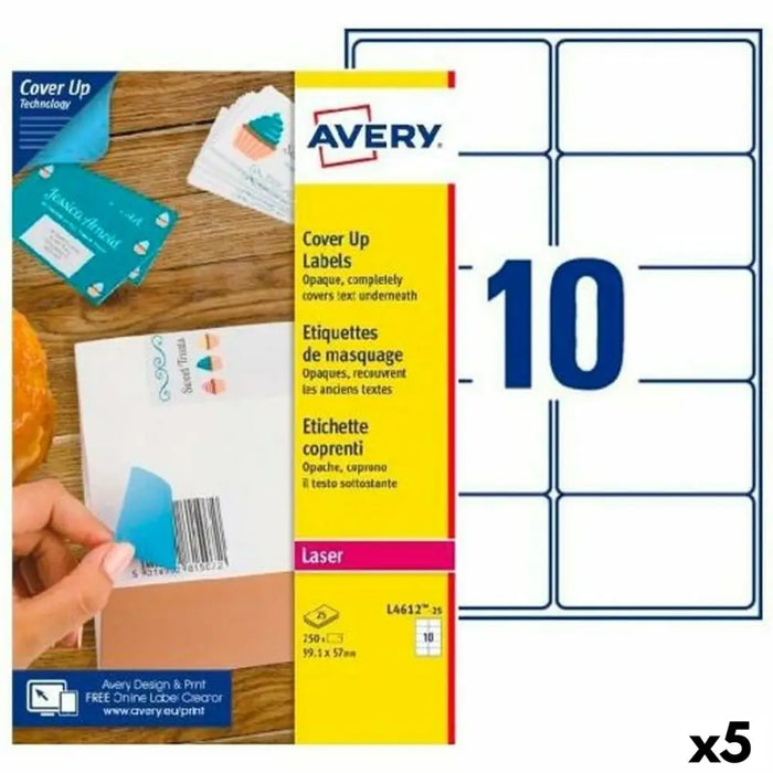 Printer Labels Avery L4612 White 25 Sheets 99,1 x 57 mm (5 Units) - Електроника Периферни и резервни части<<<Компютри|