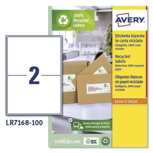 Printer Labels Avery LR7168 White 100 Sheets 199,6 x 143,5 mm (5 Units) - Електроника Периферни и резервни