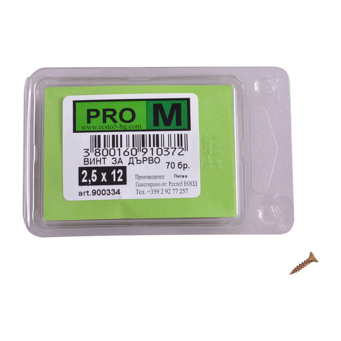 WOOD SCREW 2.5X12 MM PRO M 70 PCS DIN7505