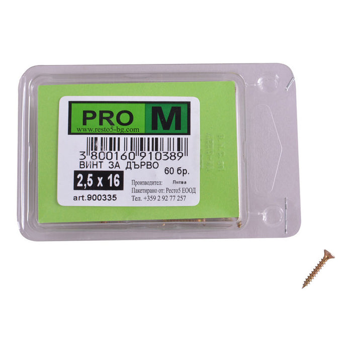 WOOD SCREW 2.5X16 MM PRO M 60 PCS DIN7505