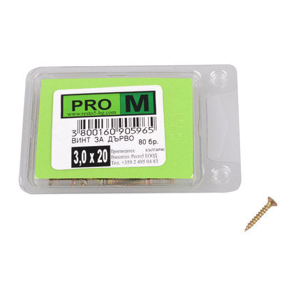SCREW FOR WOOD 3X20 MM PRO M 80 PCS