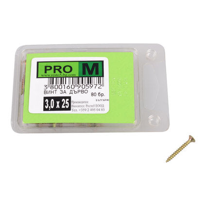 SCREW FOR WOOD 3X25 MM PRO M 80 PCS