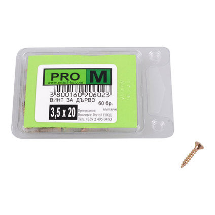 SCREW FOR WOOD 3.5X20 MM PRO M 60 PCS