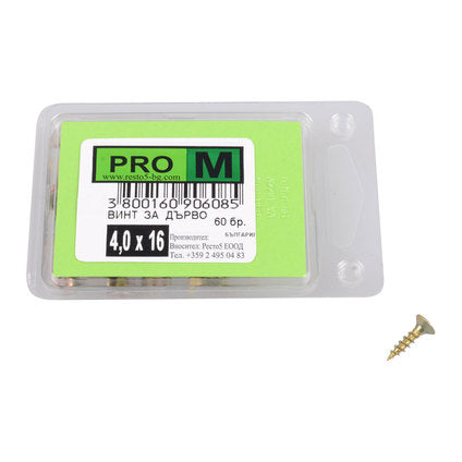 SCREW FOR WOOD 4X16 MM PRO M 60 PCS