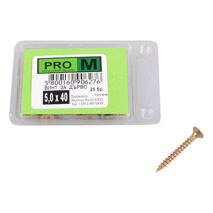 SCREW FOR WOOD 5X40 MM PRO M 25 PCS