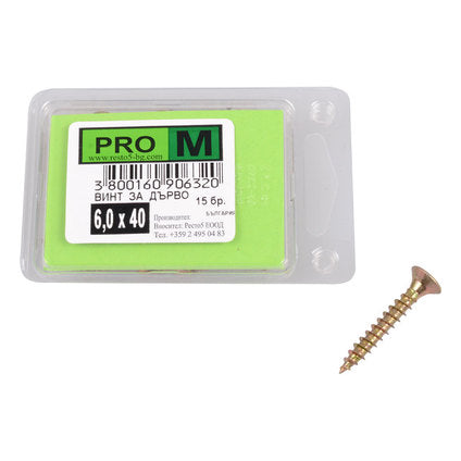 WOOD SCREW 6X40 MM PRO M 15 PCS
