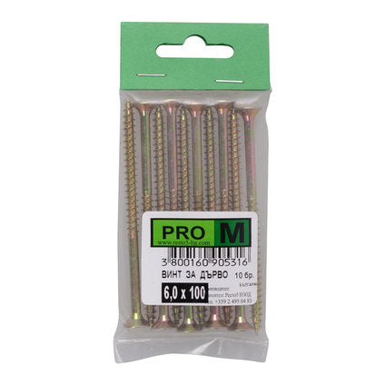 SCREW FOR WOOD 6X100 MM PRO M 10 PCS