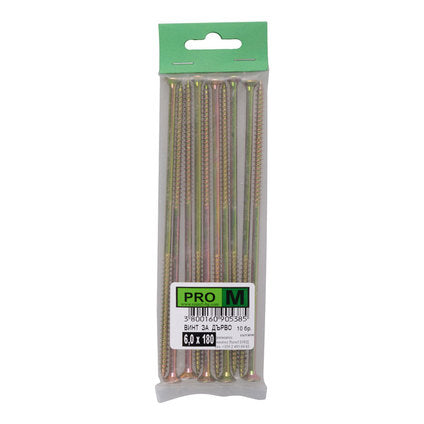 WOOD SCREW 6X180 MM PRO M 10 PCS