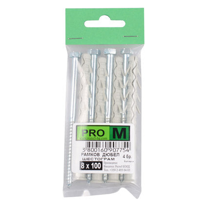 FRAME DOWEL WITH SCREW F8X100MM 4 PCS PRO M