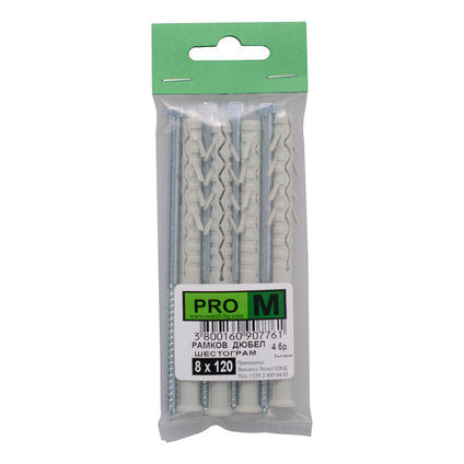 FRAME DOWEL WITH SCREW F8X120MM 4 PCS PRO M
