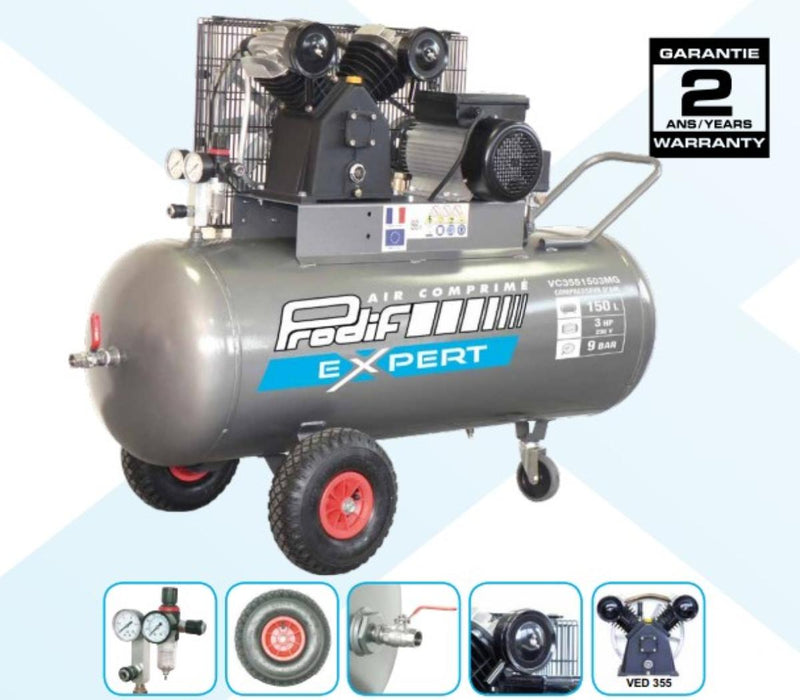 COMPRESSOR PRODIF 150L, 3CV, SINGLE-PHASE