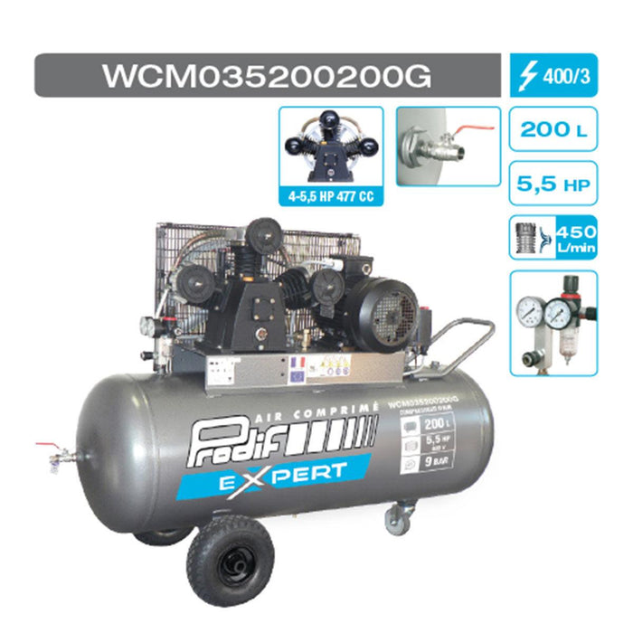 COMPRESSOR PRODIF 200L, 5.5CV, THREE PHASE