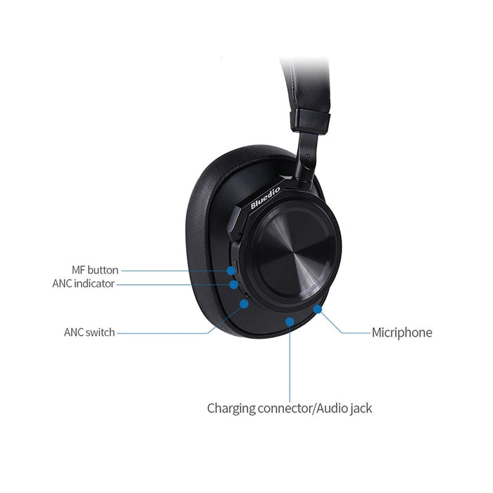 Wireless headphones Bluedio T6 Bluetooth 5.0, ANC, Foldable