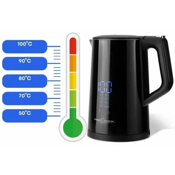 ProfiCook PC-WKS 1243 electric kettle 1.7 L 2200 W Black - Electric kettlesAGD-CZE<<<Home Appliance