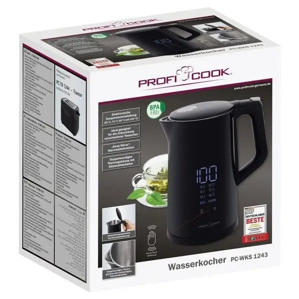 ProfiCook PC-WKS 1243 electric kettle 1.7 L 2200 W Black - Electric kettlesAGD-CZE<<<Home Appliance