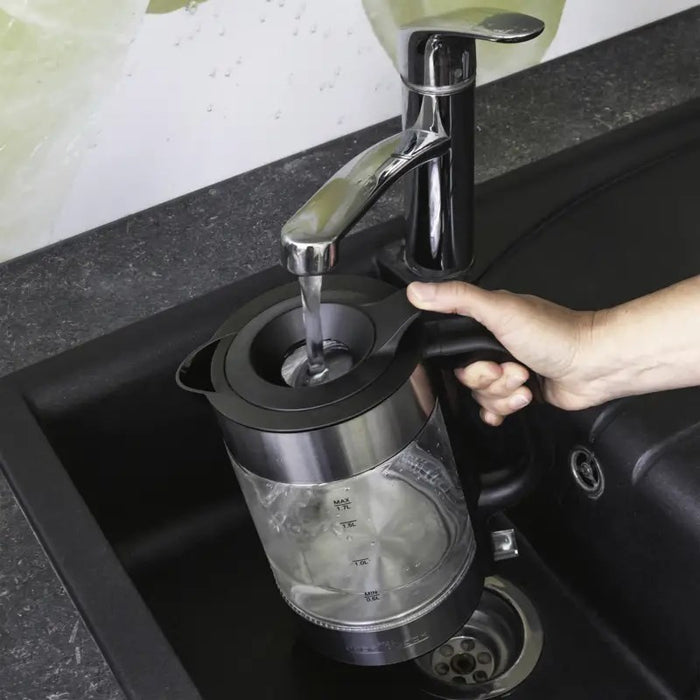 ProfiCook PC-WKS 1322 G electric kettle 1.7 L 2200 W Silver, Black, Transparent