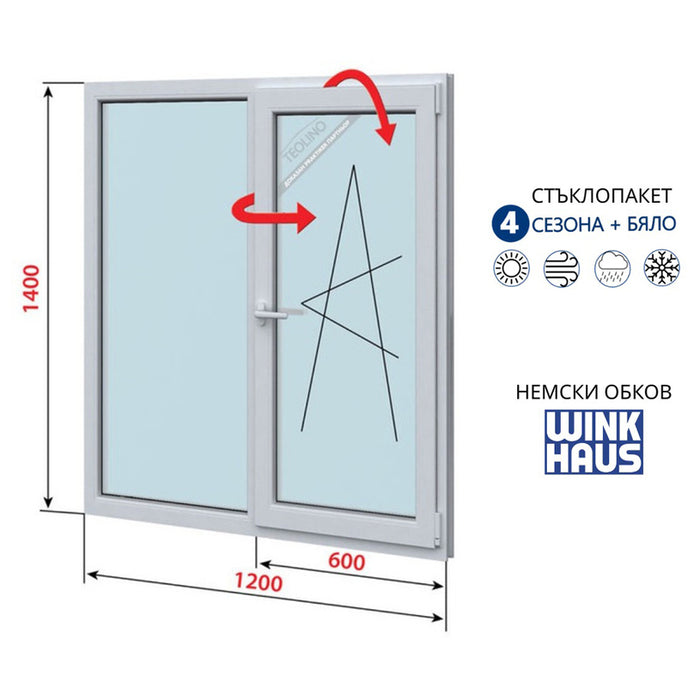 PVC WINDOW PROFILINK 5-CHAMBER 1200/1400 WHITE