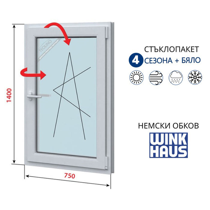 PVC WINDOW PROFILINK 5-CHAMBER 750/1400 WHITE