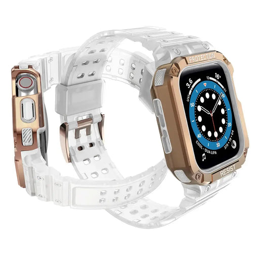 Protect Strap Band for Apple Watch 38/40/41mm Armored Case Strap - Transparent Rose Gold - Smartwatch straps