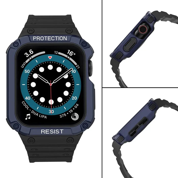 Protect Strap Band for Apple Watch 38/40/41mm Armored Case Strap - Black Blue - Smartwatch straps and cases<<<HurtelXML