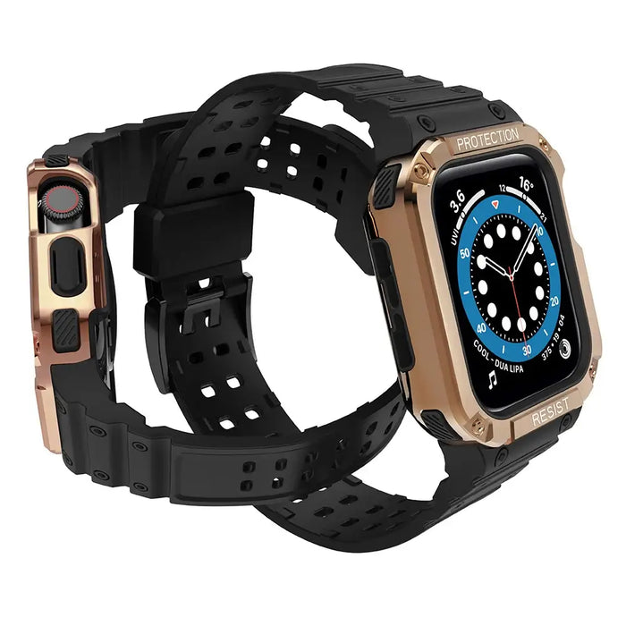 Protect Strap Band for Apple Watch 38/40/41mm Armored Case Strap - Black Rose Gold - Smartwatch straps