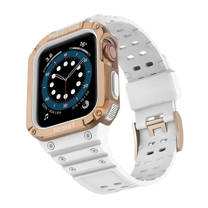 Protect Strap Band for Apple Watch 38/40/41mm Armored Case Strap - White Rose Gold - Smartwatch straps