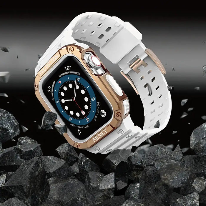 Protect Strap Band for Apple Watch 38/40/41mm Armored Case Strap - White Rose Gold - Smartwatch straps