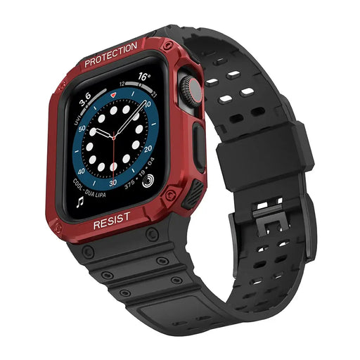 Protect Strap Band for Apple Watch 42/44/45mm Armored Case Strap - Black Red - Smartwatch straps and cases<<<HurtelXML