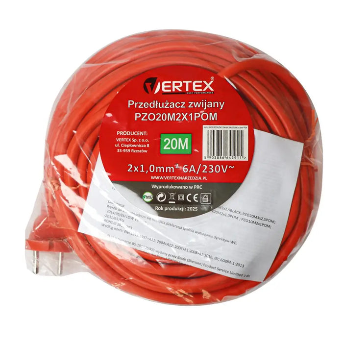Przedłużacz zwijany 20m PZO20M2x1,0mm VERTEX - Electrical extension cordsLIP-ELE<<<Slats and extension
