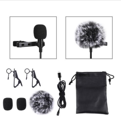Jack Puluz tie microphone with clip PU425 1.5m USB-C
