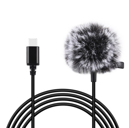 Jack Puluz tie microphone with clip PU425 1.5m USB-C