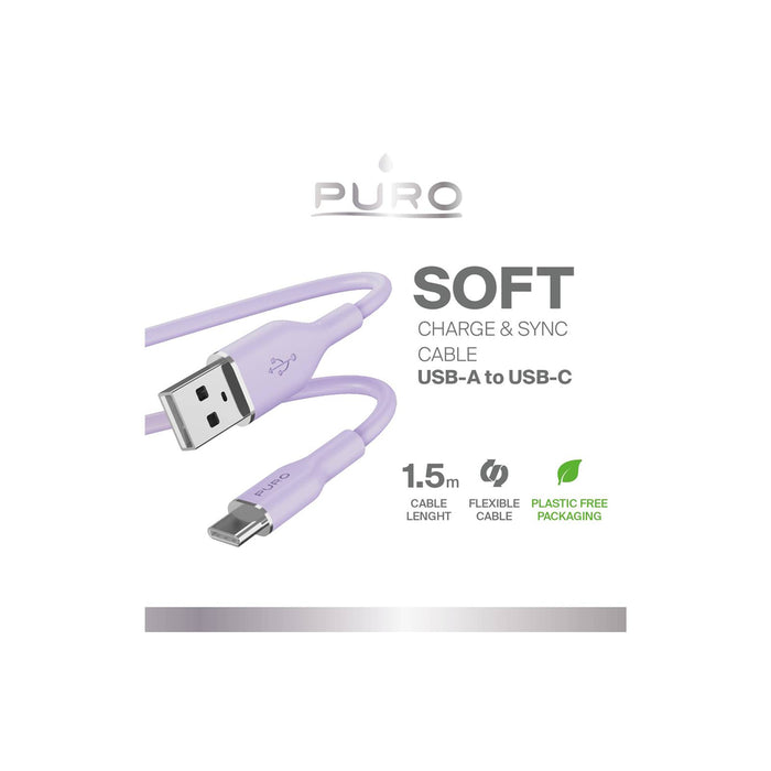 Puro Soft USB-A - USB-C Cable 1.5m - Purple