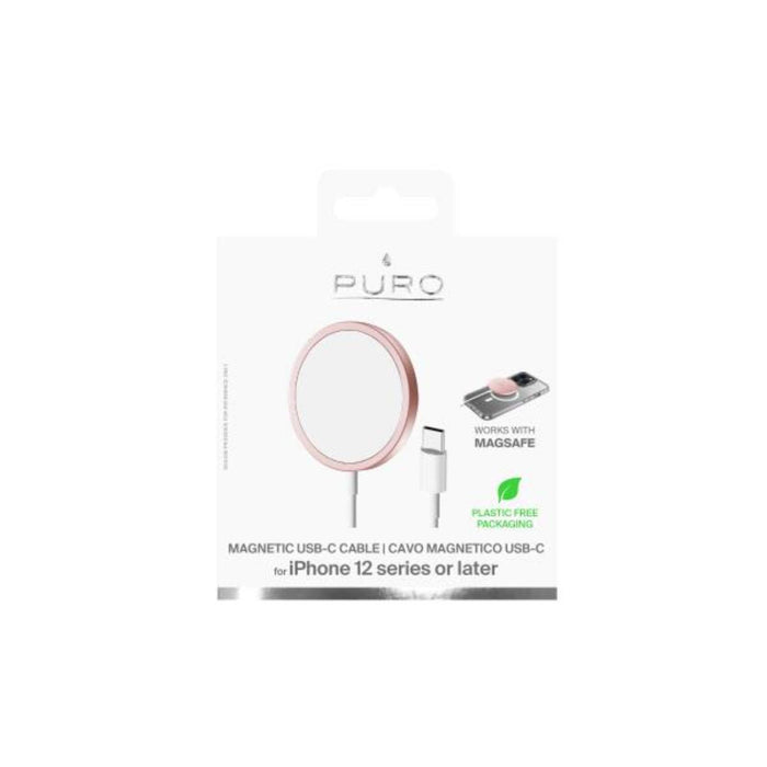 Puro Magnetic Wireless Induction Charging Station USB-C, MagSafe compatible, 1m, pink