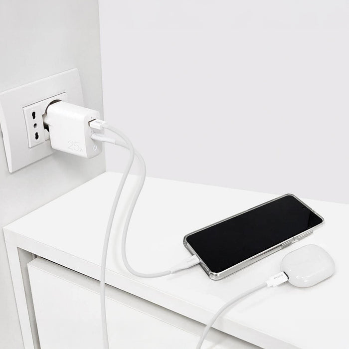 Puro 25W Power Delivery USB-A USB-C Wall Charger - White