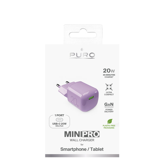 Puro 20W GaN USB-C Wall Charger - Pink