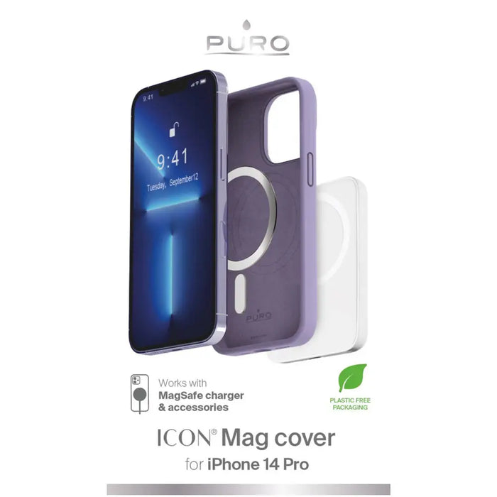 Puro Icon Mag MagSafe Silicone Case for iPhone 14 Pro - Lavender - Cell phone cases and covers<<<HurtelXML