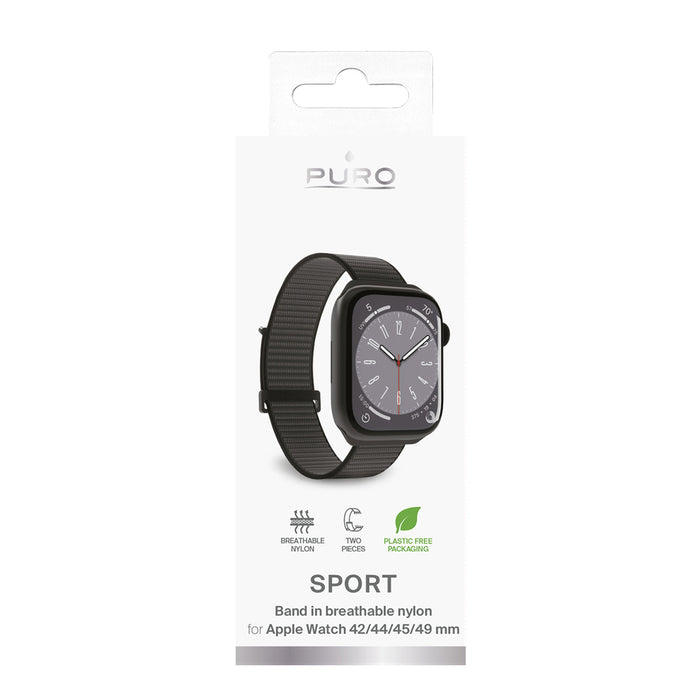 Puro Sport Nylon Strap for Apple Watch 42 / 44 / 45 / 49 mm - Black