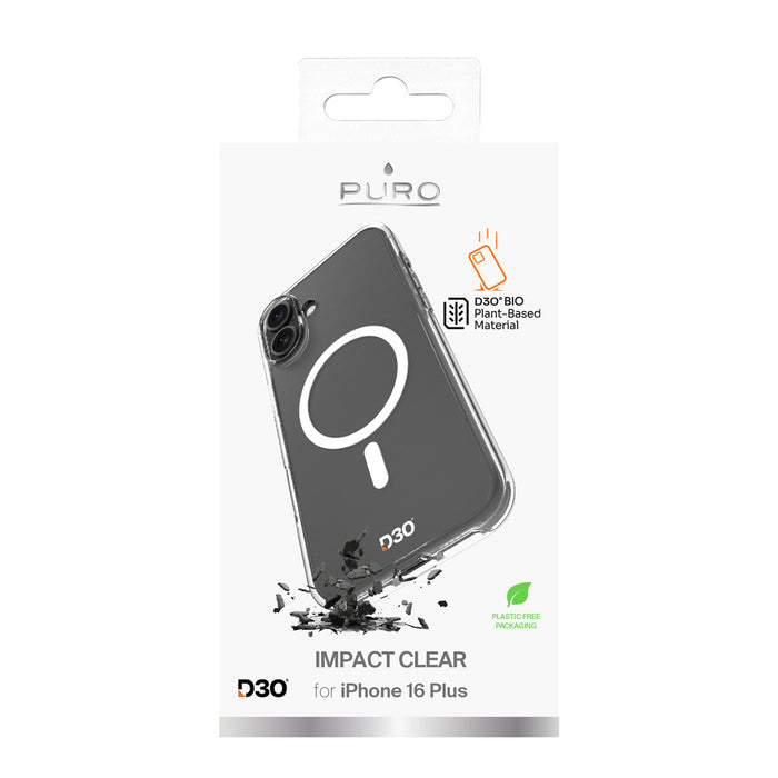 Puro Impact Clear D3O MagSafe Silicone Case for iPhone 16 Plus - Transparent