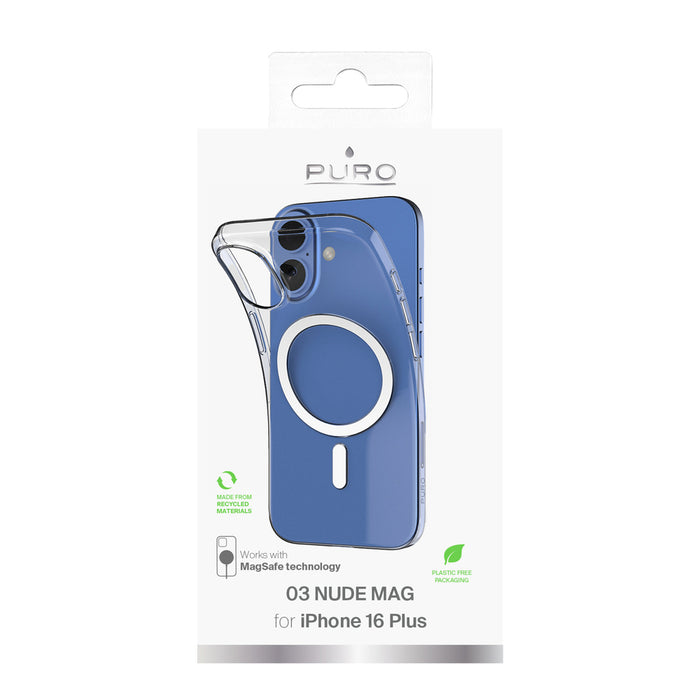 Puro 03 Mag MagSafe Silicone Case for iPhone 16 Plus - Transparent