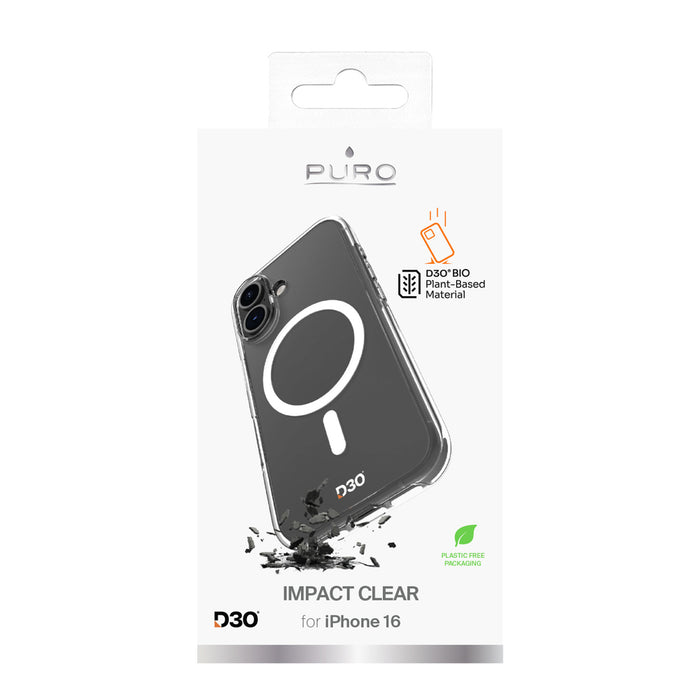 Puro Impact Clear D3O MagSafe Silicone Case for iPhone 16 - Transparent