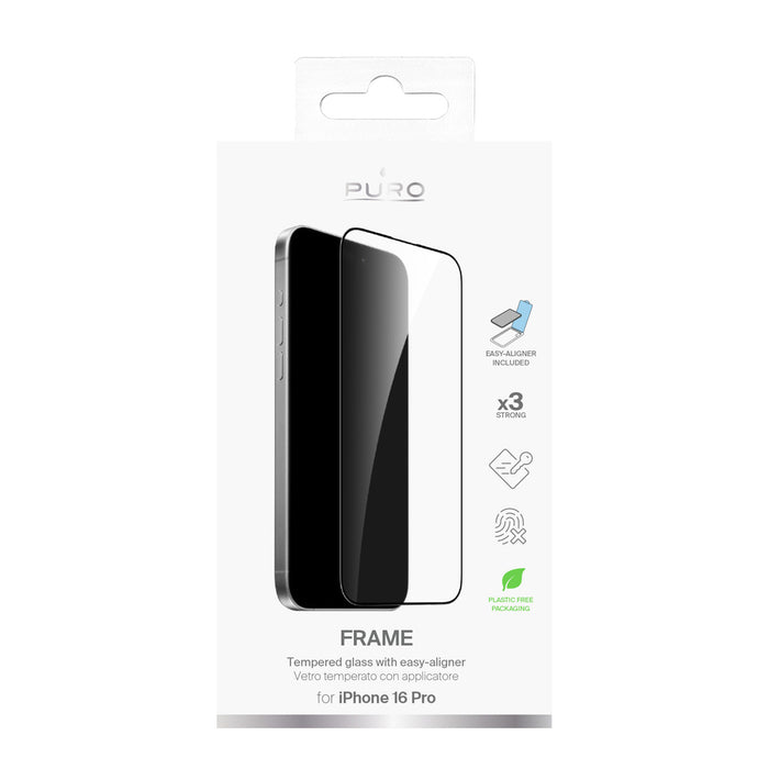 Puro Frame Tempered Glass with frame for iPhone 16 Pro
