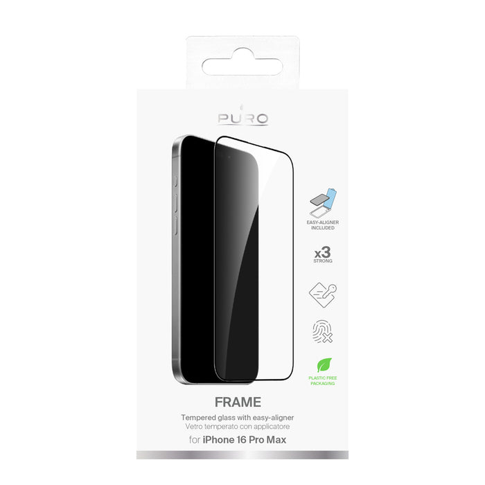 Puro Frame Tempered Glass with Frame for iPhone 16 Pro Max