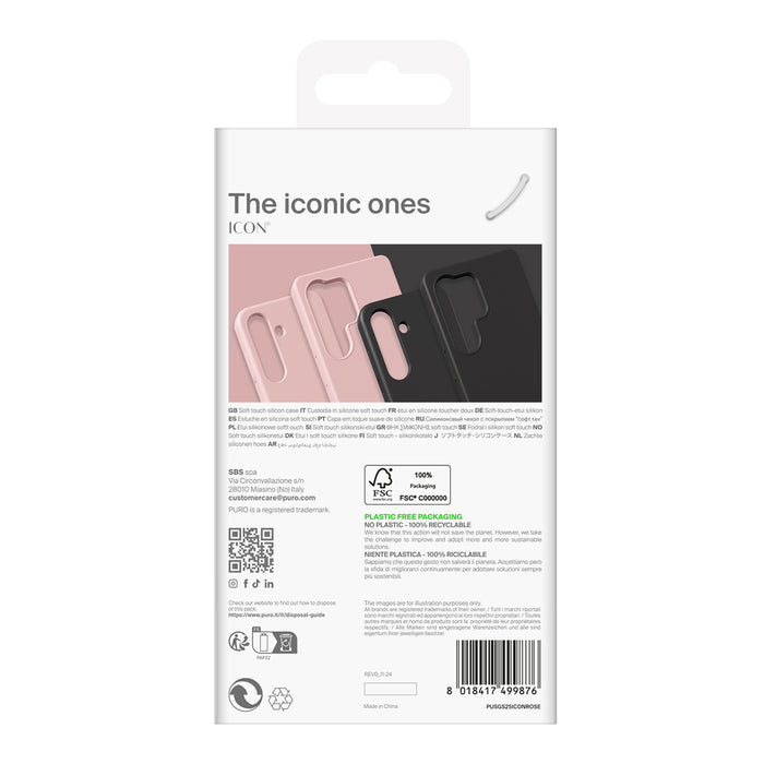 Puro Icon Silicone Case for Samsung Galaxy S25 - Pink