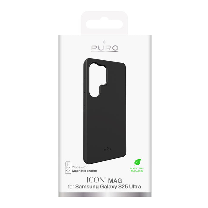 Puro Icon Mag Silicone Case with MagSafe for Samsung Galaxy S25 Ultra - Black