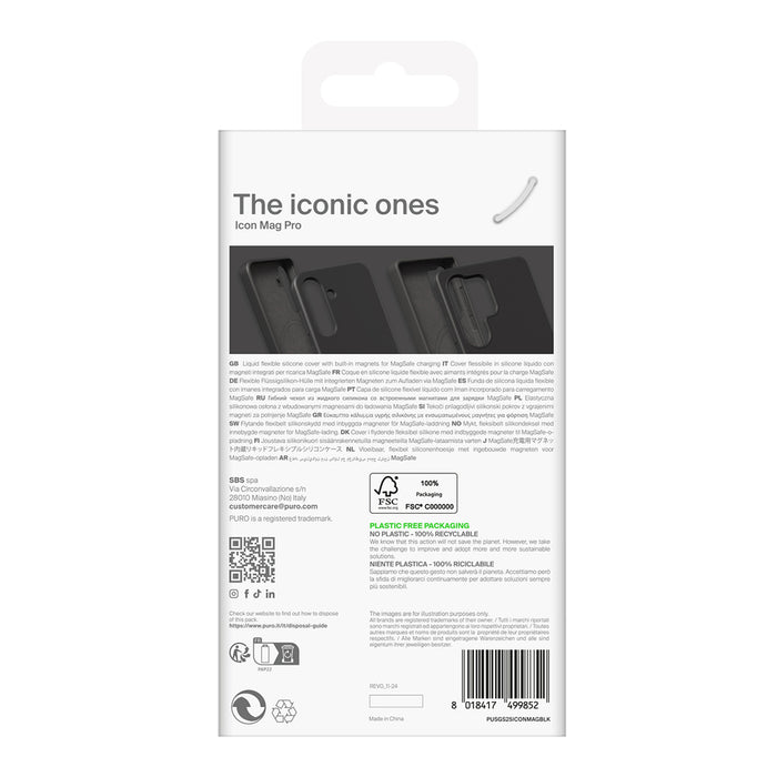 Puro Icon Mag Silicone Case with MagSafe for Samsung Galaxy S25 Ultra - Black