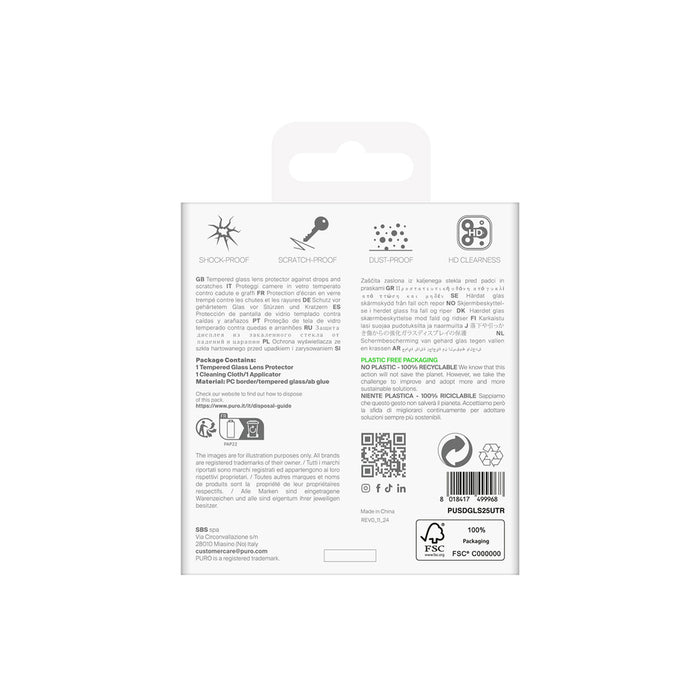 Puro Single Camera Lens Tempered Glass for Samsung Galaxy S25 Ultra Camera Lenses